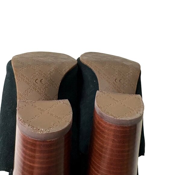 Vionic Kaia Women's Black Suede Block Stacked Heel Sandal Peep Toe Size 9.5 - Picture 7 of 9